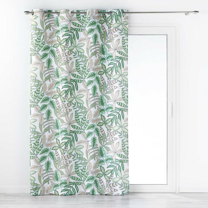 Rideau à 8 oeillets à imprimé végétal 'Beautaline' - Vert et blanc - 140 x 260 cm - Livraison gratuite