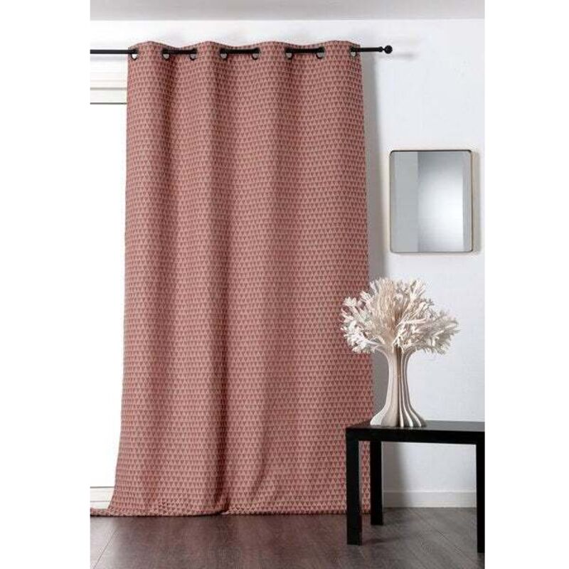 Linder - Rideau tendance motif petit triangle - 140x260cm - Saumon
