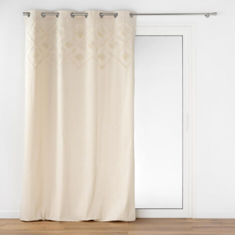 Rideau tamisant écru avec détails tuftés Ecru 140x240 cm