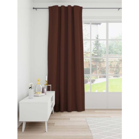 Rideau tamisant effet lin orange rouille 140x245 cm passants cachés polyester