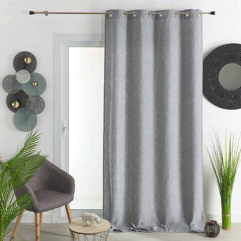 Rideau tamisant  -  - Effet tissé Gris clair 140x260 cm