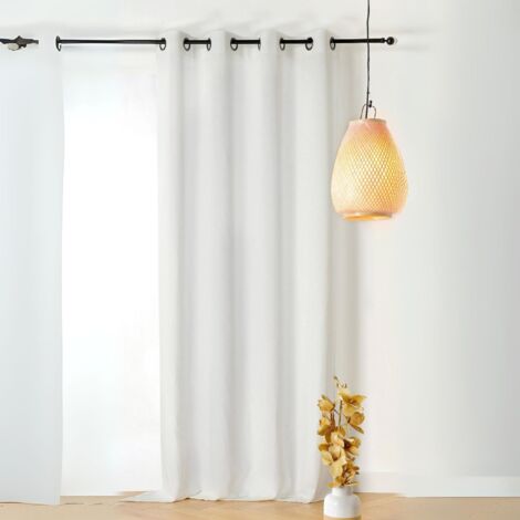 Rideau tamisant en poly-lin Blanc cassé 140x250 cm