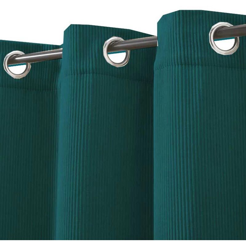 Rideau tamisant en velours côtelé Bleu 135x250 cm