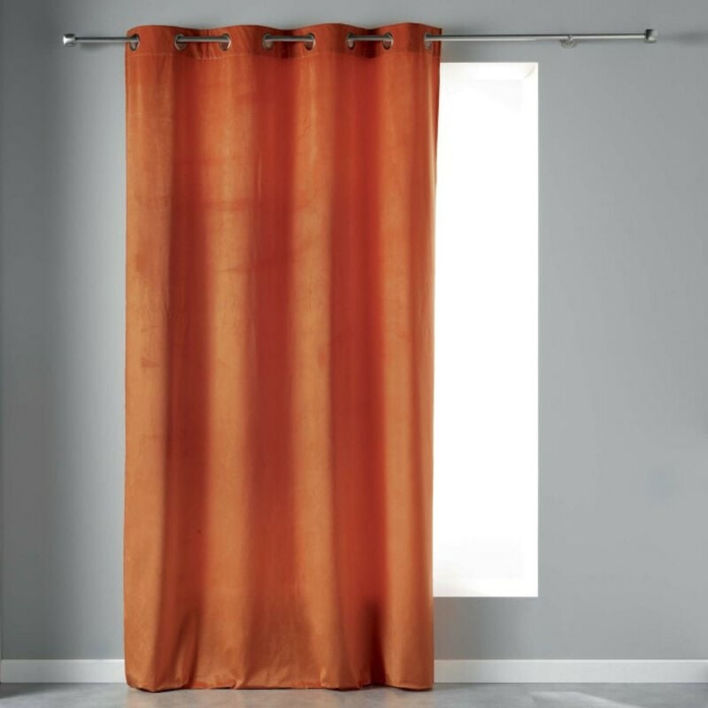 Rideau tamisant a oeillets 140 x 240 cm velours Velvetine Orange