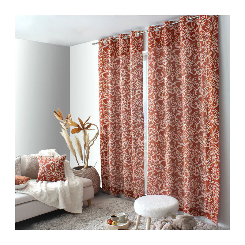 Rideau tamisant esprit lodge 140x240cm - 140x240cm - Terre cuite