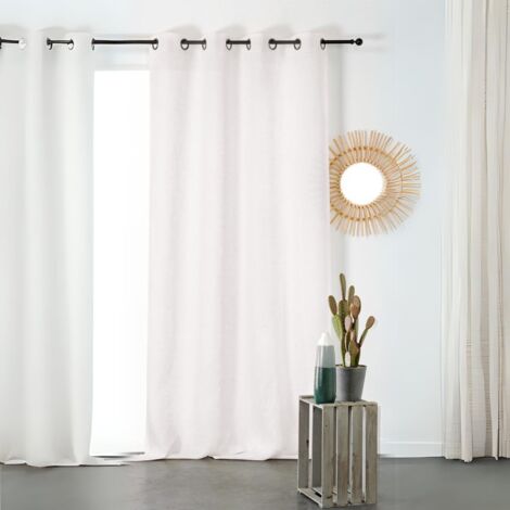 Rideau tamisant et naturel en 100% lin Blanc 145x260 cm