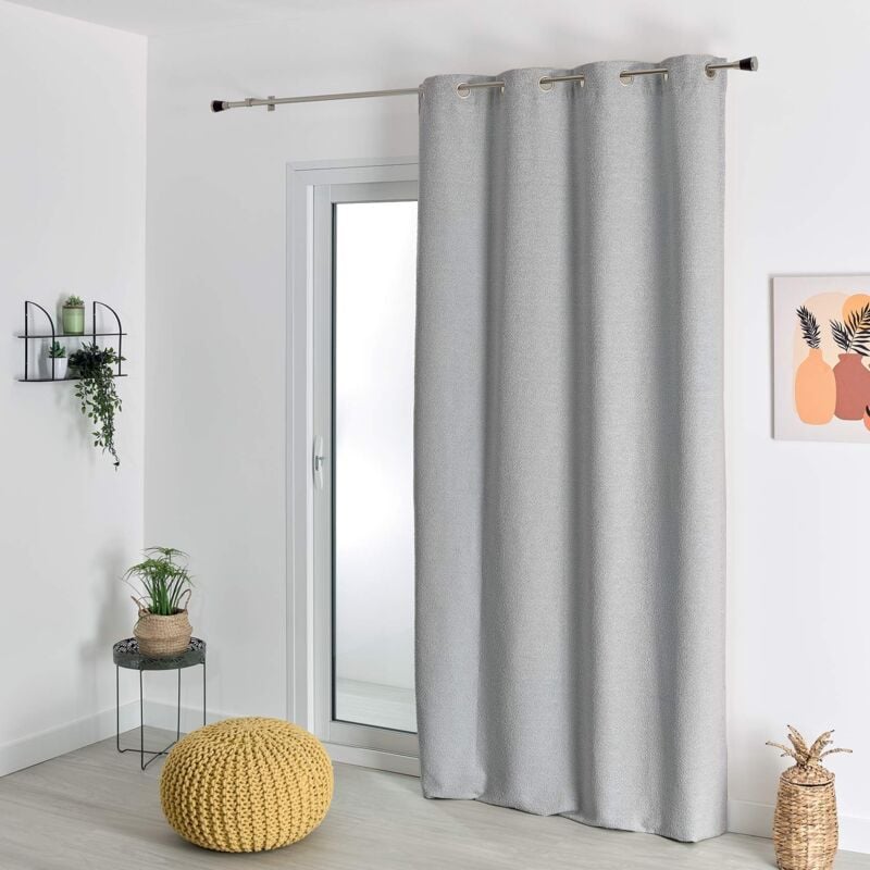 Rideau thermique semi-occultant bouclette Gris clair 140x260 cm