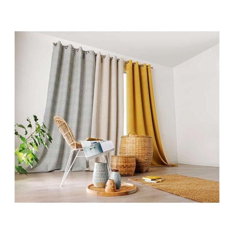 Linder - Rideau Tamisant Ethnique - 140x240cm - Bleu caraibe