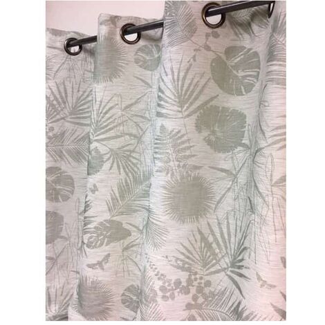 Rideau tamisant motif tropical vert - 140x270cm - Vert