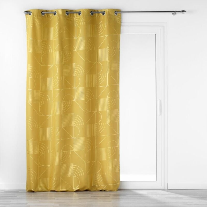 Rideau tamisant à motifs métallisés Jaune 140x260 cm