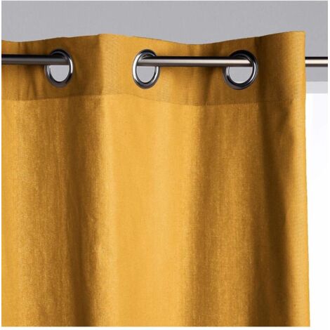 Rideau Tamisant Panama Jaune Moutarde 140x260cm avec Œillets - Atmosphera, Créateur d'Intérieur