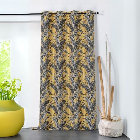 Rideau tendance aux impressions exotiques Jaune 135x245 cm