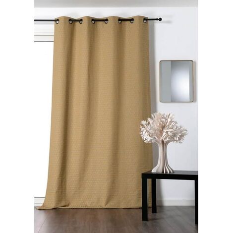 Rideau tendance motif petit triangle - 140x260cm - Jaune