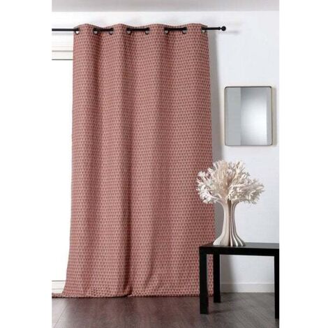 Rideau tendance motif petit triangle - 140x260cm - Saumon