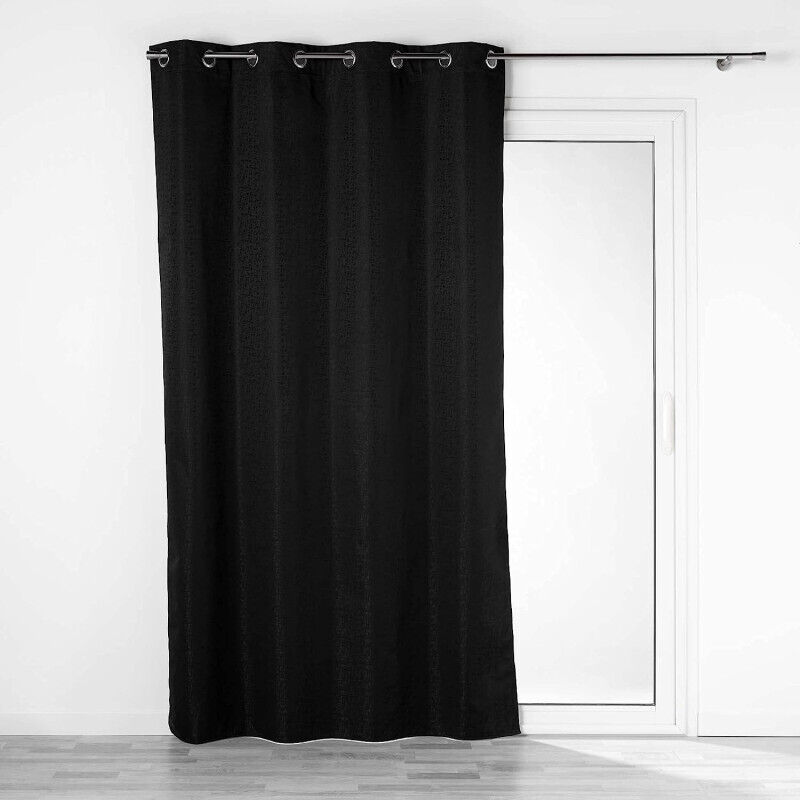 Rideau thermique 140 x 260 cm 100% occultant/jacquard darko Noir