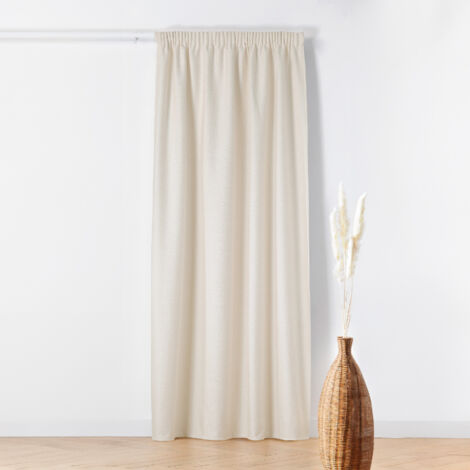 Rideau Thermique à Galon Fronceur  - Effet Bouclette Ecru 140x260 cm