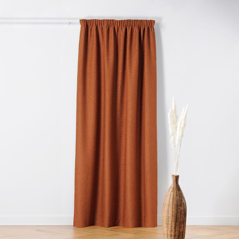 Rideau Thermique à Galon Fronceur - Effet Bouclette Terracotta 140x260 cm