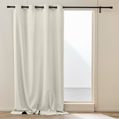 Rideau thermique à œillets 140 x 260 cm – Velours côtelé doublé polaire – Madison Naturel