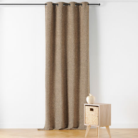 Rideau Thermique à Oeillets  - Effet Bouclé Taupe 140x260 cm