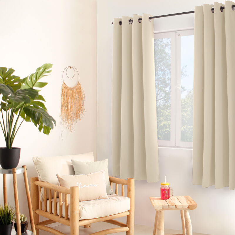 Rideau thermique en microfibre doublée Ecru 135x180 cm