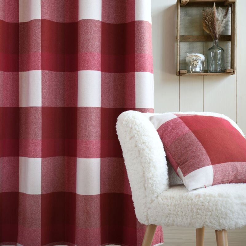 Rideau thermique et occultant - Effet laine chaleureux Rouge foncé 135x260 cm