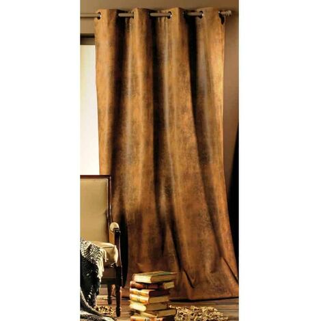 Rideau thermique faux cuir usé marron 140x260cm – 50% polyester – 50% viscose – Entretien nettoyage à sec recommandé – Linder