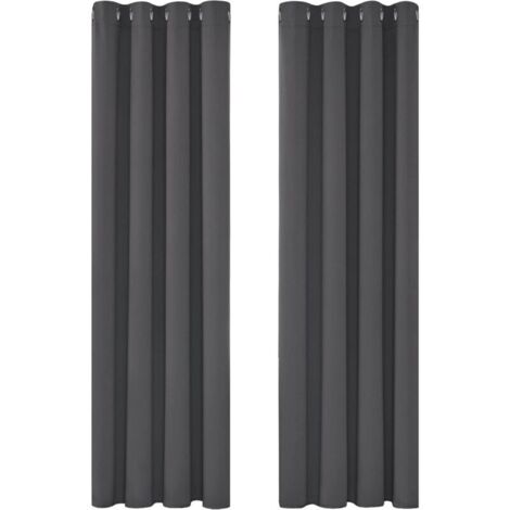 Rideau Thermique Isolant Anti Froid, 135x240 CM (Largeur x Hauteur), Rideaux Occultant pour Salon et Chambre, Design Moderne à Oeillets, Gris Foncé, 2 Pièces