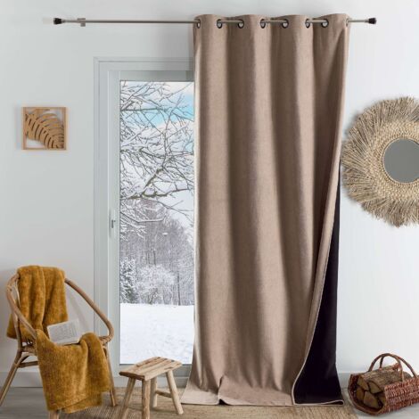 Rideau thermique phonique et semi occultant KONFOR Beige 140x300 cm