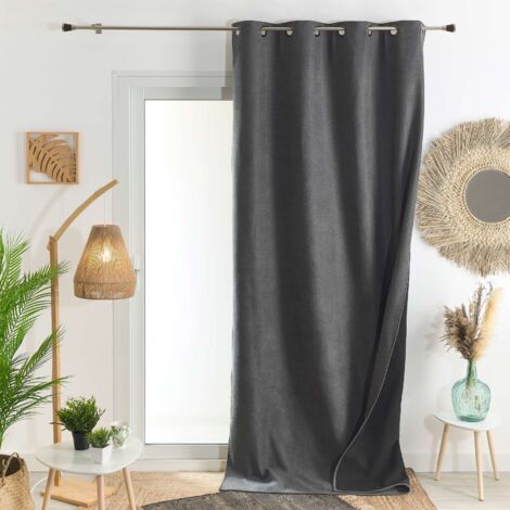 Rideau thermique phonique et semi occultant KONFOR Gris anthracite 250x260 cm