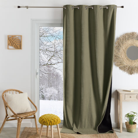 Rideau thermique phonique et semi occultant KONFOR Kaki 140x260 cm
