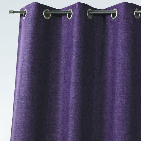 Rideau toile uni aspect naturel Prune 140x260 cm