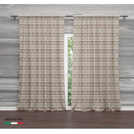 RIDEAU TYROLIEN BEIGE PULL cm.160x300 emballé MADE in ITALY lin