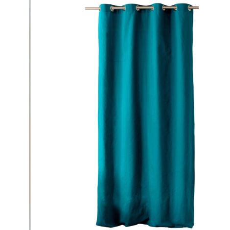 Rideau uni 100% coton - 135x240cm - Bleu canard