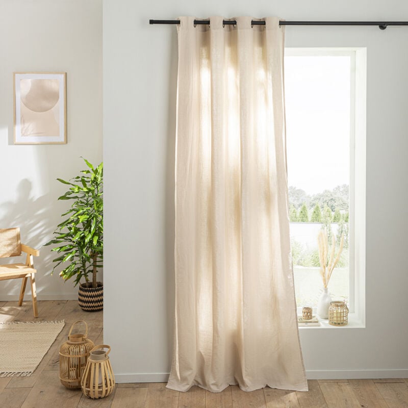 Rideau uni en gaze de coton oeillets à l'unité 140x260cm ffffd8