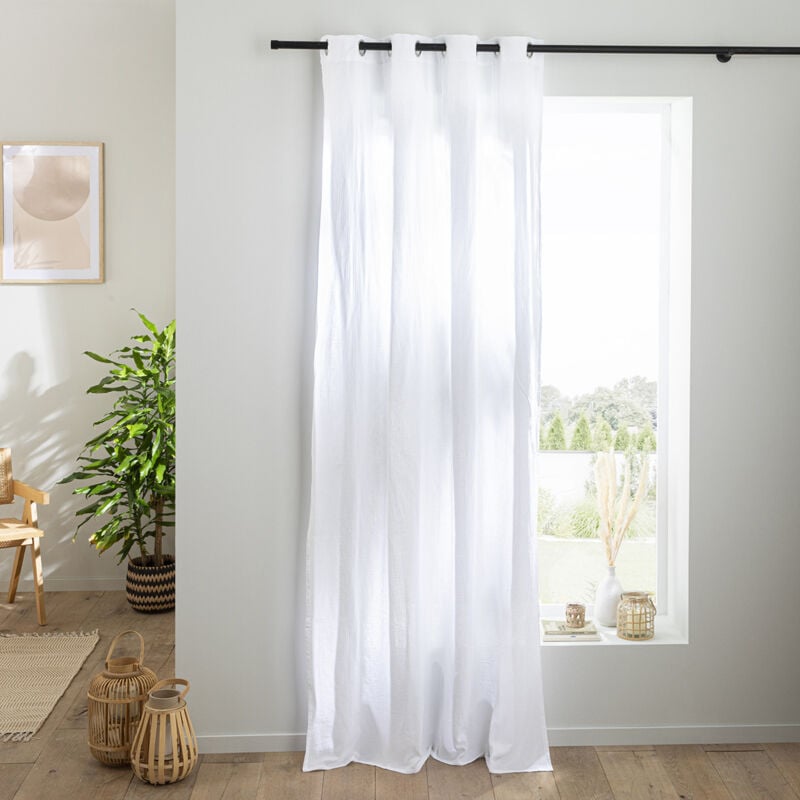 Rideau uni en gaze de coton oeillets à l'unité 140x260cm ffffff