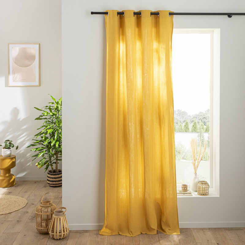 Rideau uni en gaze de coton oeillets à l'unité 140x260cm feff34