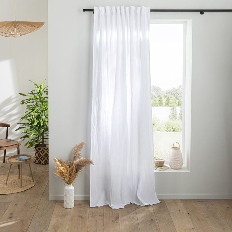 Rideau uni en gaze de coton pattes cachées à l'unité 140x260cm ffffff