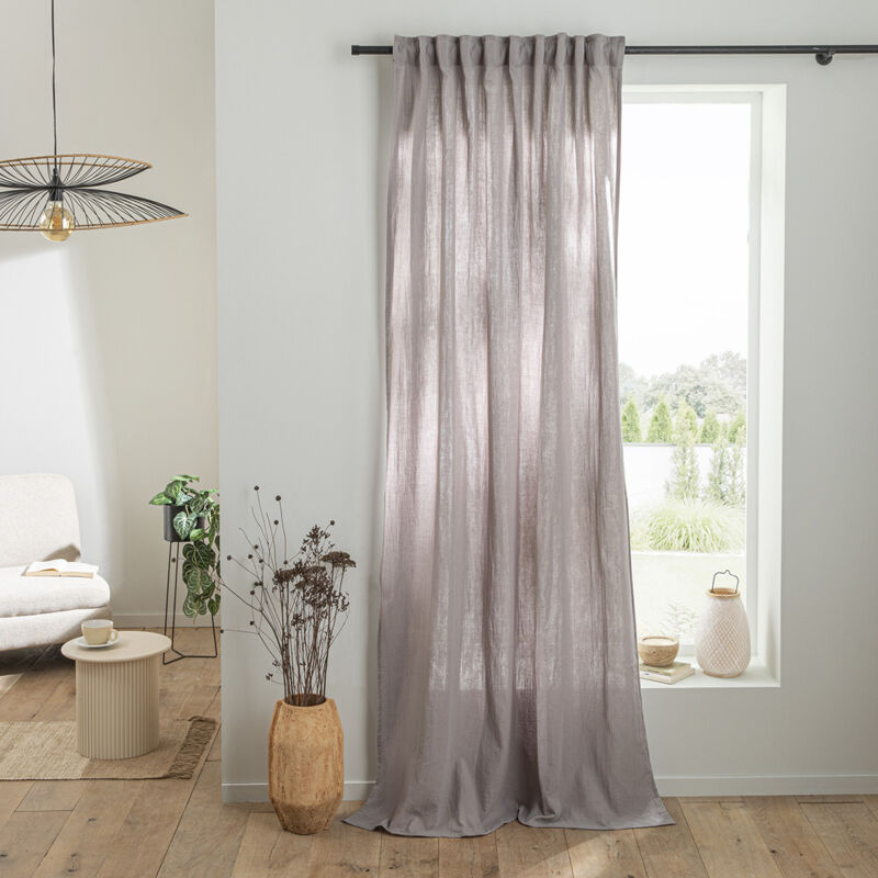 Rideau uni en gaze de coton pattes cachées à l'unité 140x300cm 3b3b3b