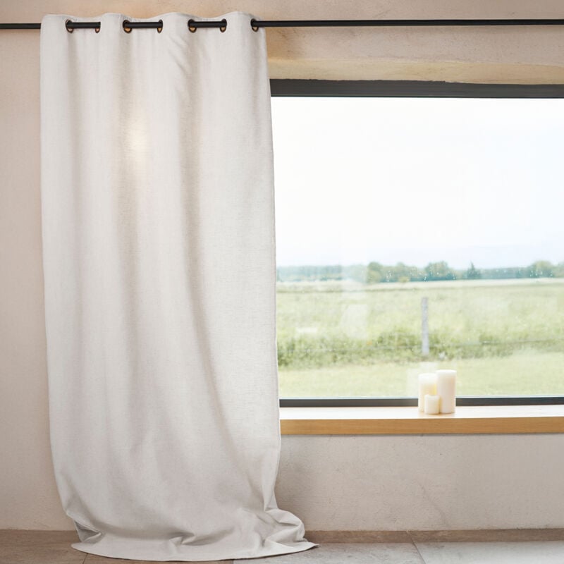 Rideau poly-lin à œillets Blanc 140x260 cm