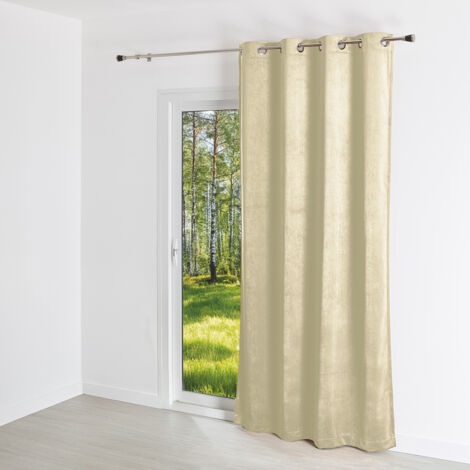 Rideau uni en suédine  - Effet daim et velours Beige 140x260 cm