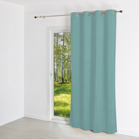 Rideau uni en suédine - Effet daim et velours Turquoise 140x260 cm