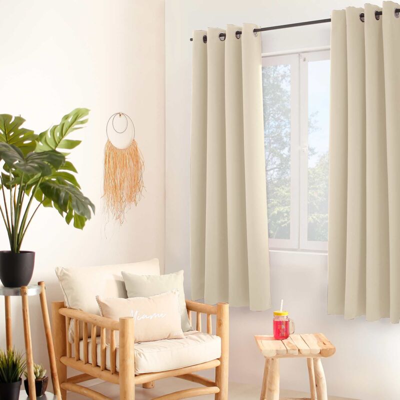 Rideau uni isolant et thermique Ecru 140x180 cm