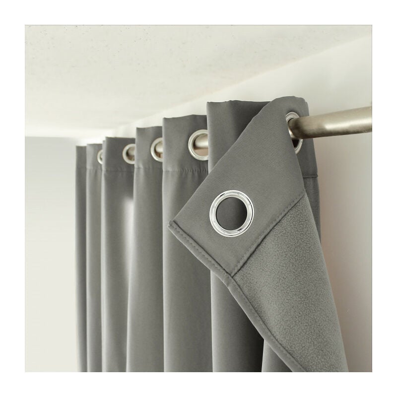 Homemaison - Rideau Thermique et Occultant Gris - 140x240cm - Gris
