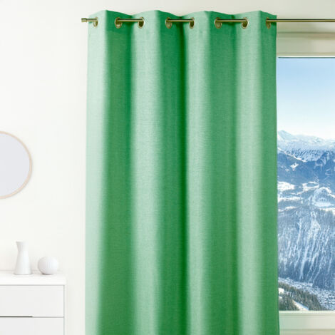 Rideau uni occultant et isolant thermique avec doublure polaire Vert clair 140x260 cm