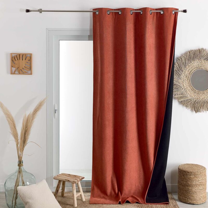 Homemaison - Rideau thermique phonique et semi occultant konfor Terracotta 140x260 cm