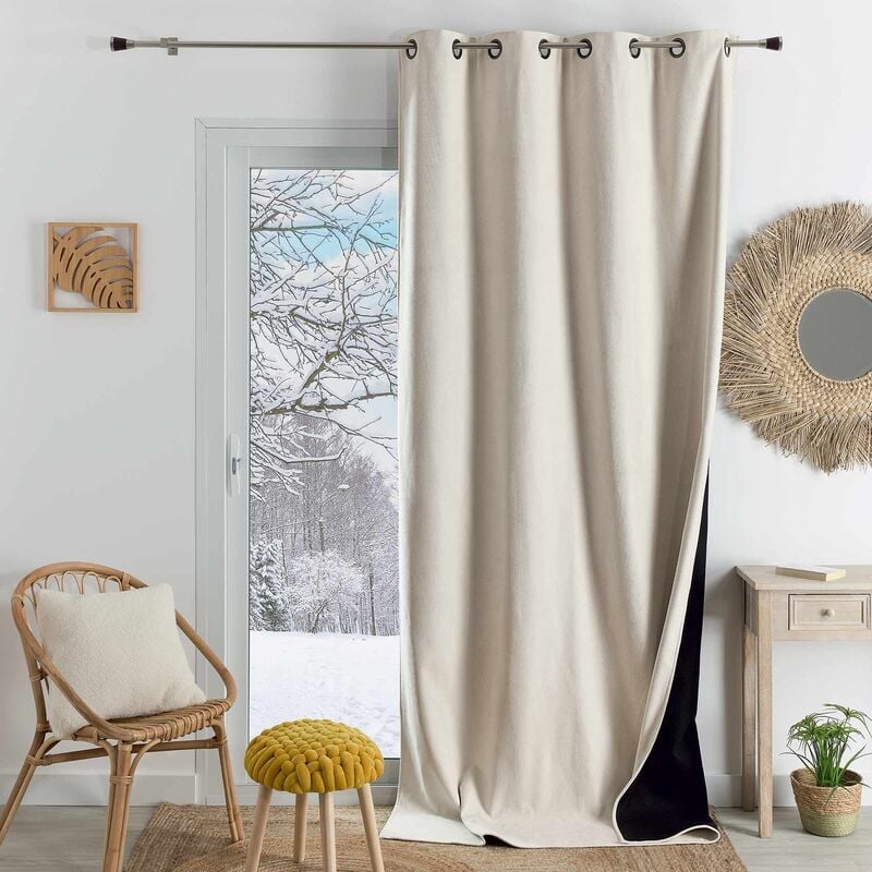 Homemaison - Rideau thermique phonique et semi occultant konfor Blanc cassé 140x260 cm