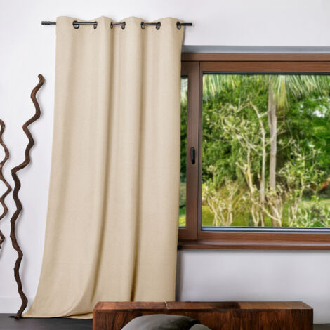 Rideau uni Oxford 100 % occultant Beige 140x240 cm