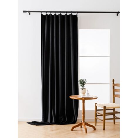 RIDEAU VELOURS OCCULTANT NOIR 140x270 SUR RUBAN