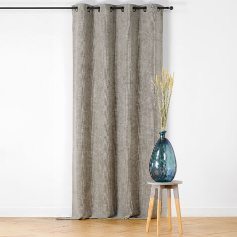 Rideau velours plat à oeillets Gris 145x260 cm