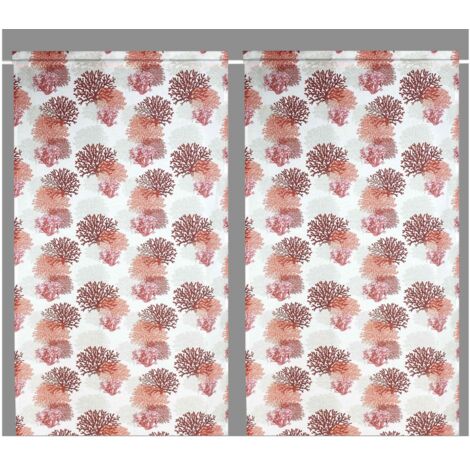 RIDEAU VERRE MODERNE 45 ou 60 ou 80 CORAUX Linge ROUGE MIXTE Made in Italy 1 bâche cm. 45x150